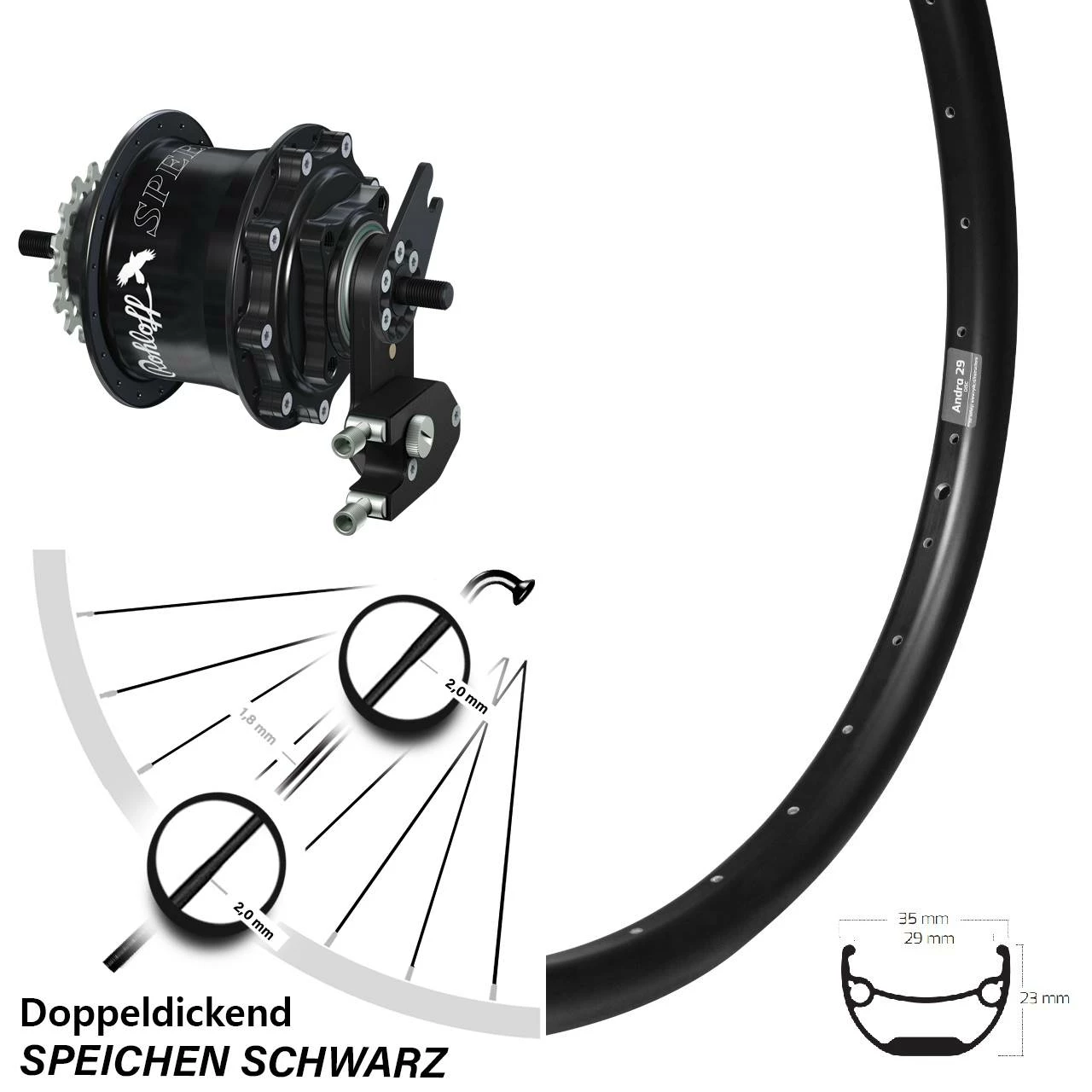 Ryde Andra 29 Hinterrad 27,5 Zoll Rohloff Speedhub 500/14 TS OEM2 Disc - Hochwertiges E-Bike Hinterrad 1 Ryde Andra 29 Hinterrad 27,5 Zoll Rohloff Speedhub 500/14 TS OEM2 Disc - Hochwertiges E-Bike Hinterrad