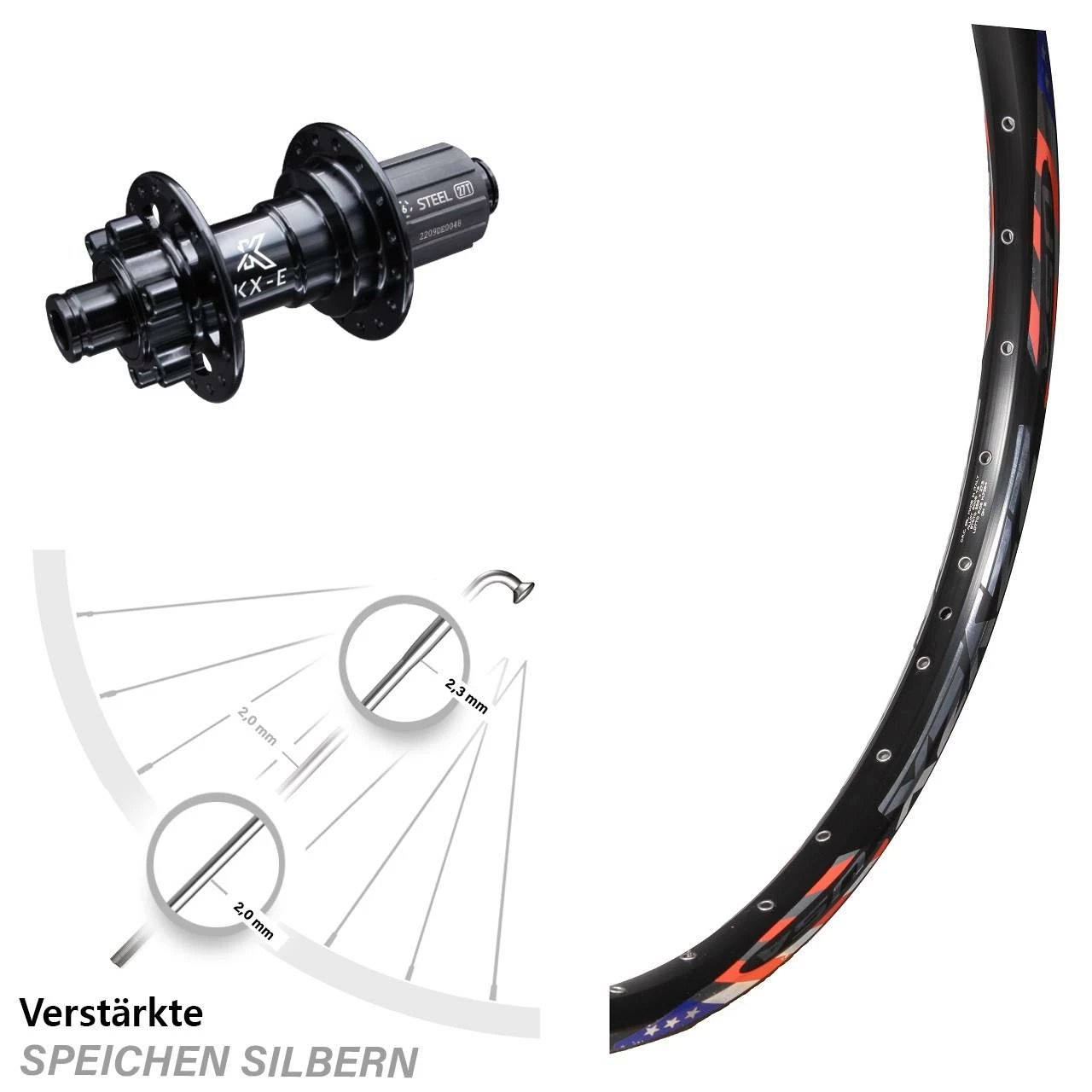 DRC Disc Hinterrad 26 Zoll - Verstärkte Felge 28-559 ETRTO für Lastenfahrrad mit Steckachse Nabe KX-E 1 DRC Disc Hinterrad 26 Zoll - Verstärkte Felge 28-559 ETRTO für Lastenfahrrad mit Steckachse Nabe KX-E