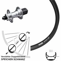 Ryde Andra 321 Hinterrad 26 Zoll Centerlock Verstärkt KX-E Silbern - Hochwertiges Hinterrad für Lastenfahrräder