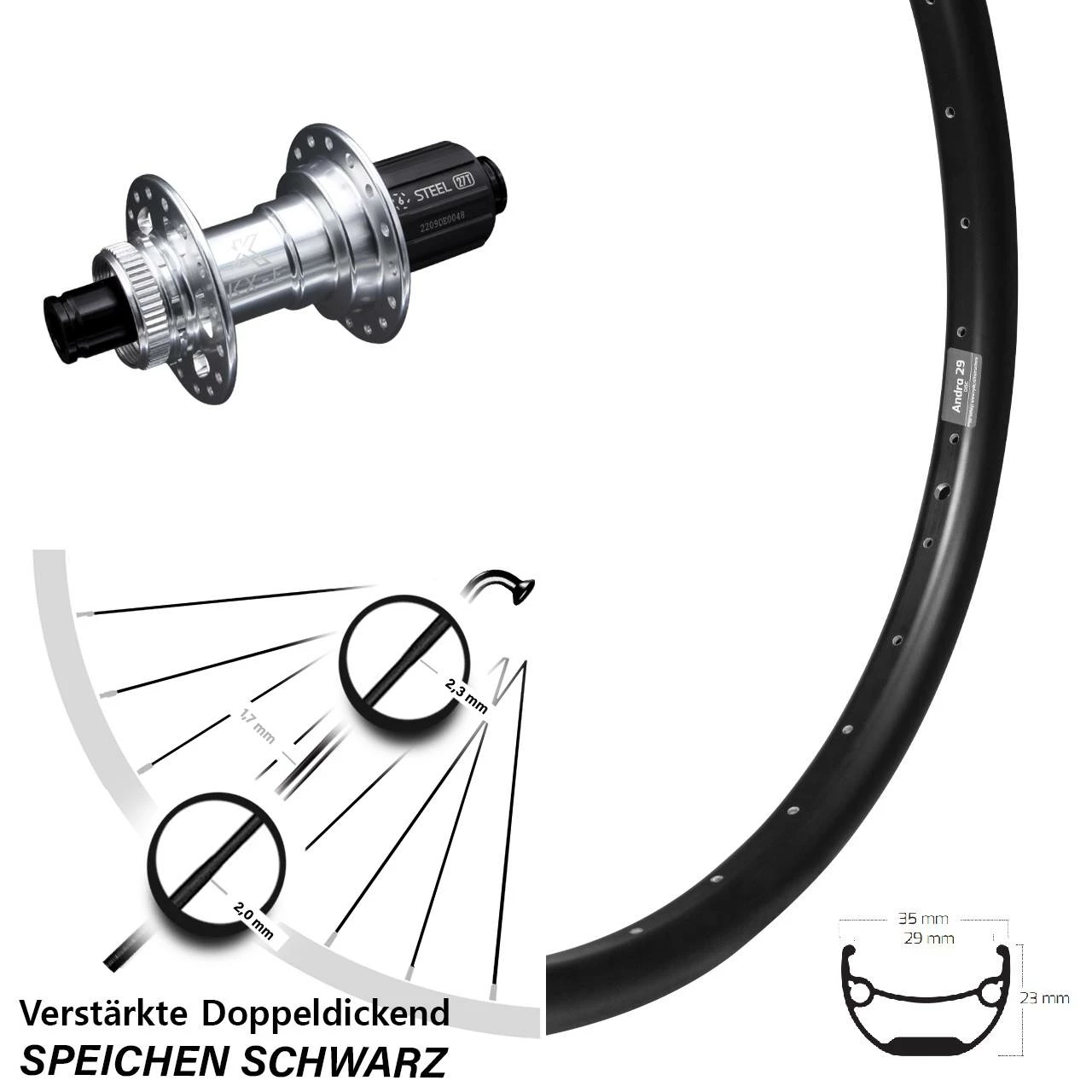 26 Zoll Hinterrad Verstärkt KX-E Centerlock 11-fach Ryde Andra 29 Für Steckachse - Für Lastenfahrrad/Hinterräder für Kettenschaltung 1 26 Zoll Hinterrad Verstärkt KX-E Centerlock 11-fach Ryde Andra 29 Für Steckachse - Für Lastenfahrrad/Hinterräder für Kettenschaltung