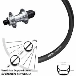 27,5 Zoll Hinterrad Ryde Andra 321 KX-E Silbern-eloxiert 12x142 mm Centerlock - Hochwertiges Hinterrad für Lastenfahrräder