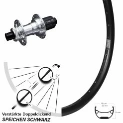 27,5 Zoll Ryde Andra 29 Verstärktes Hinterrad mit KX-E Nabe, Silbern-eloxiert, 11-fach – Ideal für Lastenfahrräder