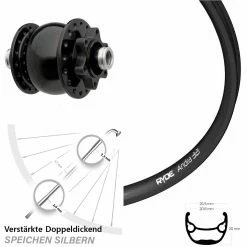 Vorderrad Bikepacking 28-29 Zoll mit Nabendynamo SON 28-12 | Ryde Andra 321 Steckachse | Für Lastenfahrrad