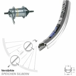 Exal MX19 Hinterrad 26 Zoll mit Shimano 3-Gang Nabenschaltung - Ideal für Trekking- und Citybikes