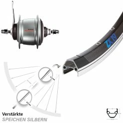 Exal ZX19 Hinterrad 26 Zoll mit Shimano Nexus 8-Gang Nabe und Rücktrittbremse - Schwarz