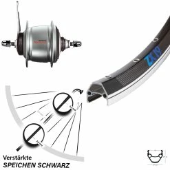 Exal ZX19 Hinterrad 26 Zoll mit Shimano Nexus 8-Gang Rücktrittbremse - Schwarz