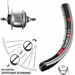 DT Swiss Hinterrad 28 Zoll DT Swiss 535 Schwarz Shimano Nexus 8-Gang Rücktritt für E-Bike