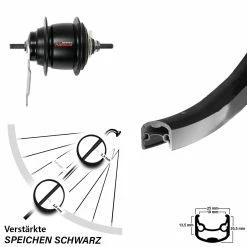 Hinterrad 28 Zoll Ryde Andra 30 mit Shimano Nexus 8-Gang Rücktritt - Schwarz - Für E-Bike/Hinterräder mit Nabenschaltung