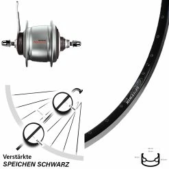 Hinterrad 28 Zoll Shimano Nexus 8-Gang Rücktritt Ryde Sputnik Schwarz - Hochwertiges E-Bike Hinterrad