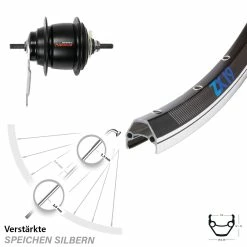 Exal ZX-19 Hinterrad 8-Gang Shimano Nexus Nabenschaltung 26 Zoll Schwarz - Hinterräder mit Rücktrittbremse für Trekking- und Citybikes