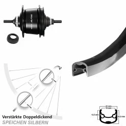 Hinterrad Fahrrad 28 Zoll Ryde Andra 30 Shimano 8-Gang Alfine Schwarz - Für E-Bike