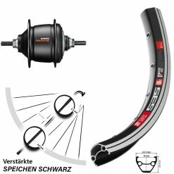 DT Swiss Hinterrad 28 Zoll DT Swiss 535 Shimano Nexus 8-Gang Freilauf Schwarz - Für E-Bike/Hinterräder mit Nabenschaltung