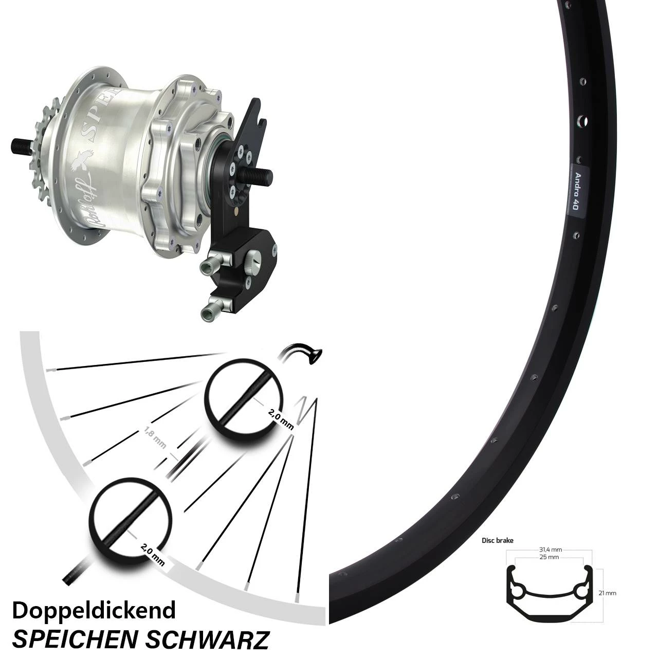 Rohloff Hinterrad Ryde Andra 40 Disc Speedhub TS DB OEM2 28 Zoll - Für E-Bike 1 Rohloff Hinterrad Ryde Andra 40 Disc Speedhub TS DB OEM2 28 Zoll - Für E-Bike