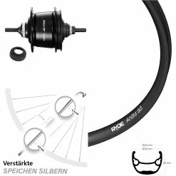 Ryde Disc Hinterrad 28 Zoll Andra 321 mit Shimano Alfine 8-Gang Nabenschaltung - Für E-Bike