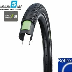 Schwalbe Energizer Plus Tour Fahrradreifen 28 Zoll Schwarz Reflex - Hochwertiger Drahtreifen für Touren und Alltag