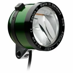 SON Edelux II Scheinwerfer Dunkelgrün 100 Lux - Hochwertige Dynamo-Beleuchtung für Fahrräder